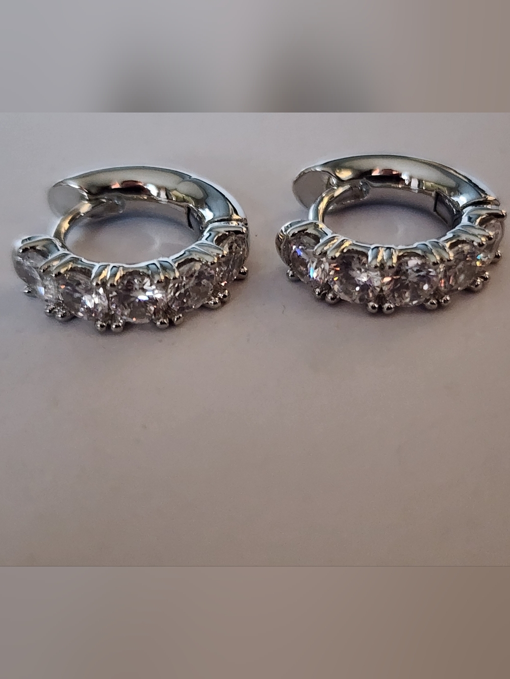 Pretty Bird Silver Huggie Earrings with Clear Crystal Stones NEW!